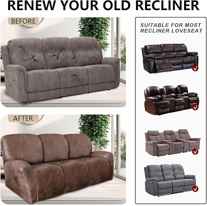 ANARACHON Recliner Couch Cover Leather Look Recliner Sofa Covers - Image 6