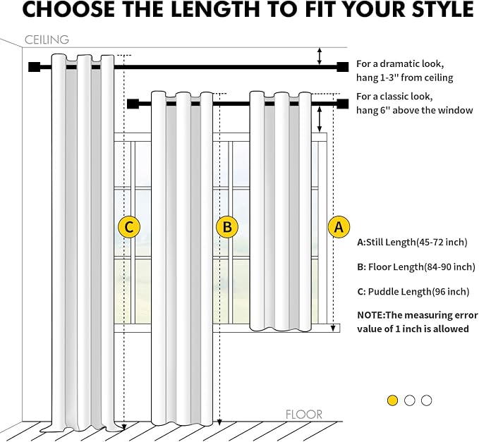 MIULEE Ivory Blackout Curtains for Bedroom Living Room 63 Inches Long 2 Panels - Image 7