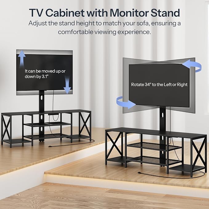 HOOBRO TV Stand with Mount and Power Outlet, LED Entertainment Center with - Image 8