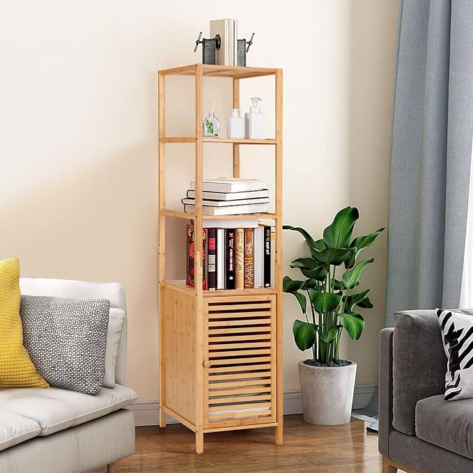 Tangkula Bathroom Cabinet, 65 Inch Tall Slim Bathroom Storage Cabinet - Image 5