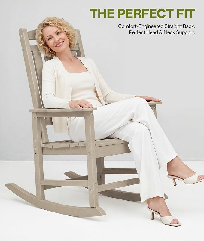 Outdoor Adirondack Rocking Chairs All-Weather HDPE Patio Rocker Chair - Image 5