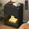 Gyfimoie Led Night Stand with Charging Station & RFID Lock Cabinet, Smart by Gyfimoie