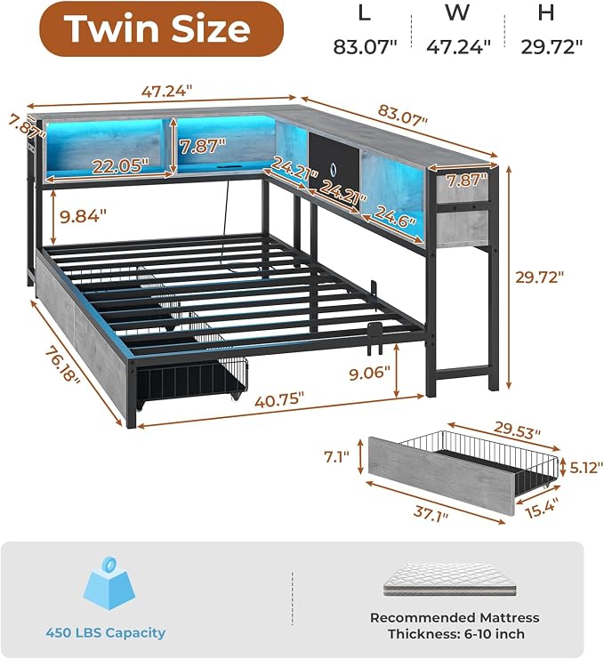 DICTAC Twin Corner Bed Frame - Image 8