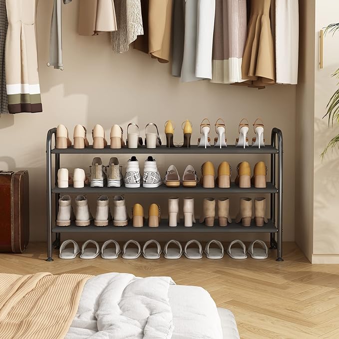INGIORDAR Shoe Rack 3 Tier Long Storage Organizer Wide Metal Shoe Shelf - Image 2