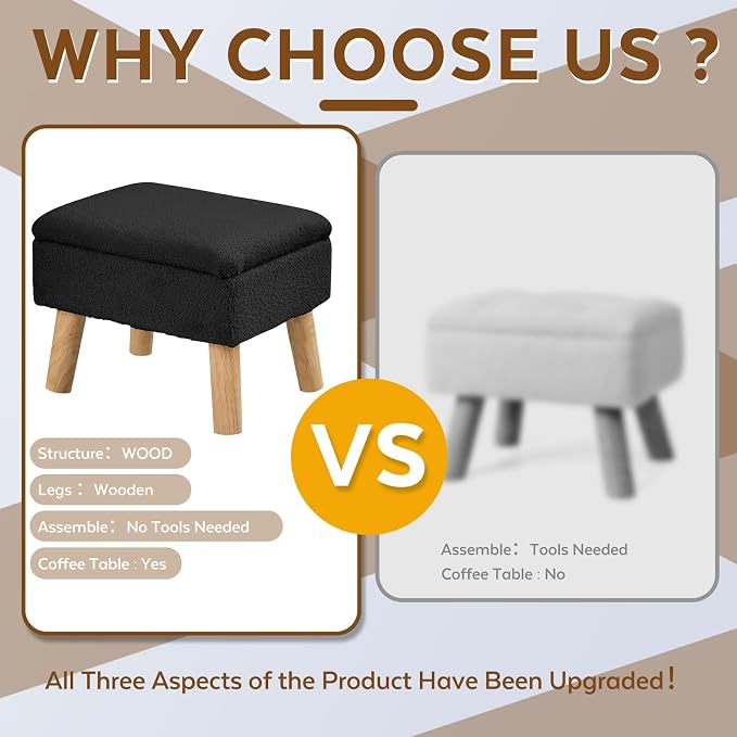 Storage Ottoman, Small Foot Stool Ottoman - Image 3
