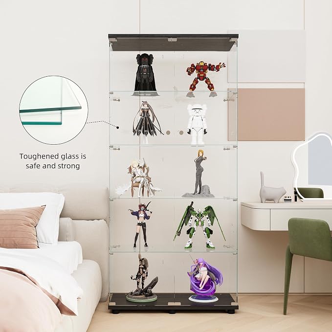 FLYMUHJIA Curio Cabinets with Tempered Glass High Cabinet with Shelves Glass - Image 8
