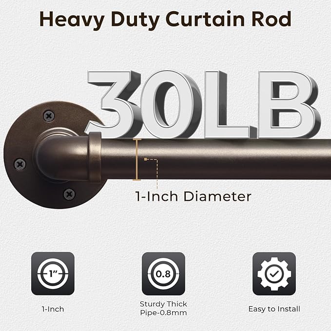 Zeerobee Curtain Rods for Windows 144 to 168, 1 Inch Industrial Wrap Around - Image 4