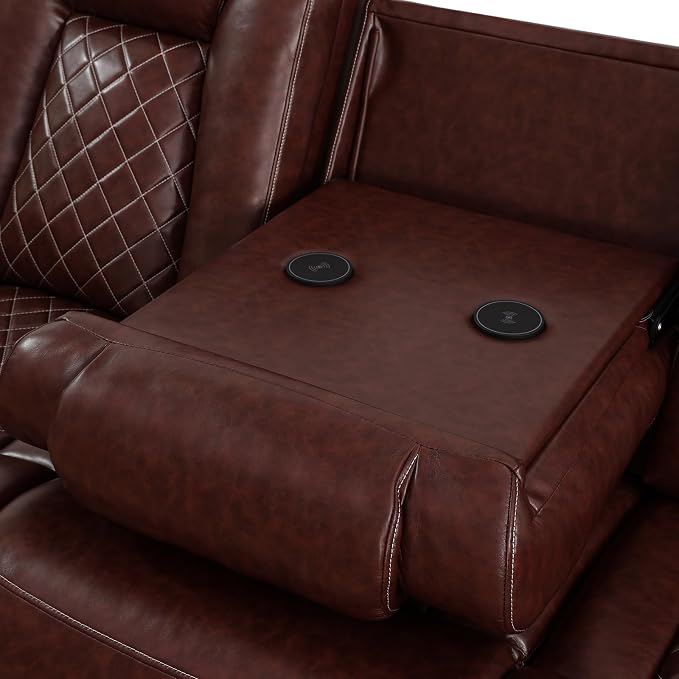 Power Recliner Sofa Set with LED Lights, 2 Manual Recliner 1 Seat and a 3 Seat - Image 6