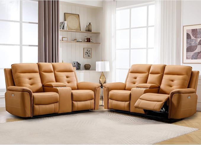 ANJ Oversized Power Reclining Loveseat Sofa Set of 2 by ANJ