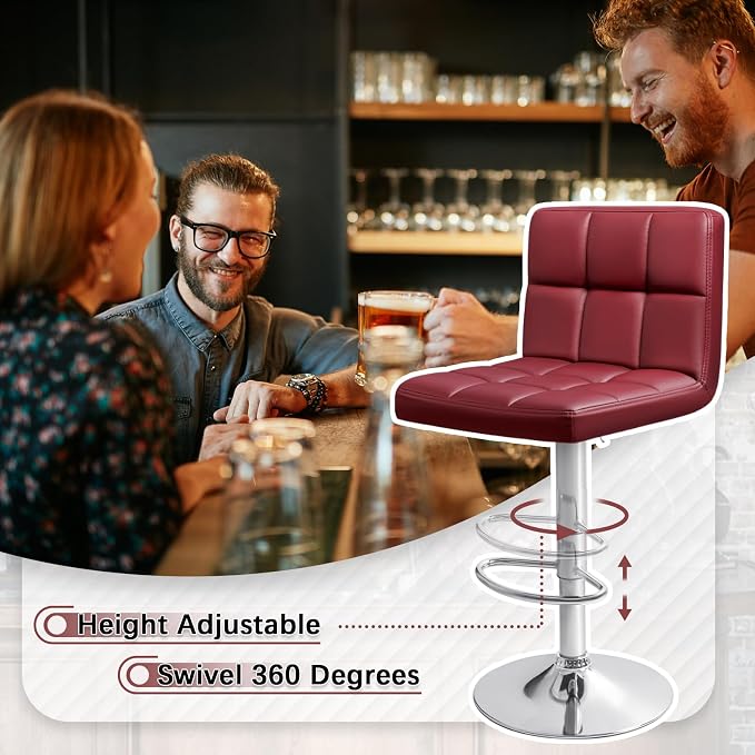 Homall Bar Stools Modern PU Leather Adjustable Swivel Barstools, Armless - Image 6