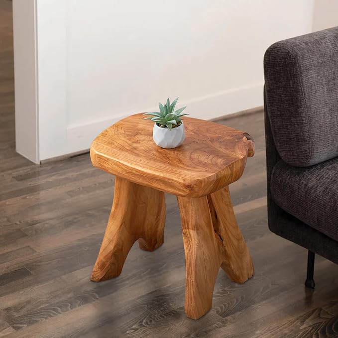 Greenage Cedar Roots Wooden Stool Naturally Shape 10" x 13.5" x 12.2" H Wood - Image 3