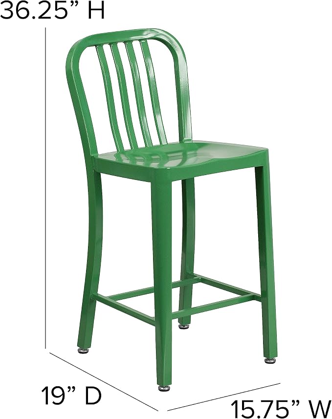 Flash Furniture Commercial Grade 24" High Green Metal Indoor-Outdoor Counter - Image 3