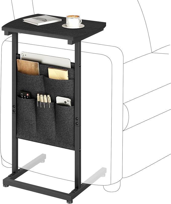 HOOBRO C Shaped End Table, 28.3" Side Table by HOOBRO