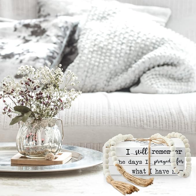 Pinkunn 4 Pcs Wooden Book Stack Decor - Image 5