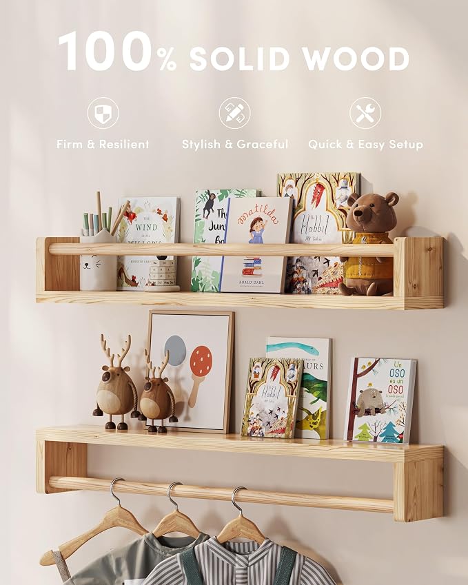 G&W Gruwald Nursery Book Shelves, Wall Bookshelf, Book Shelf - Image 2
