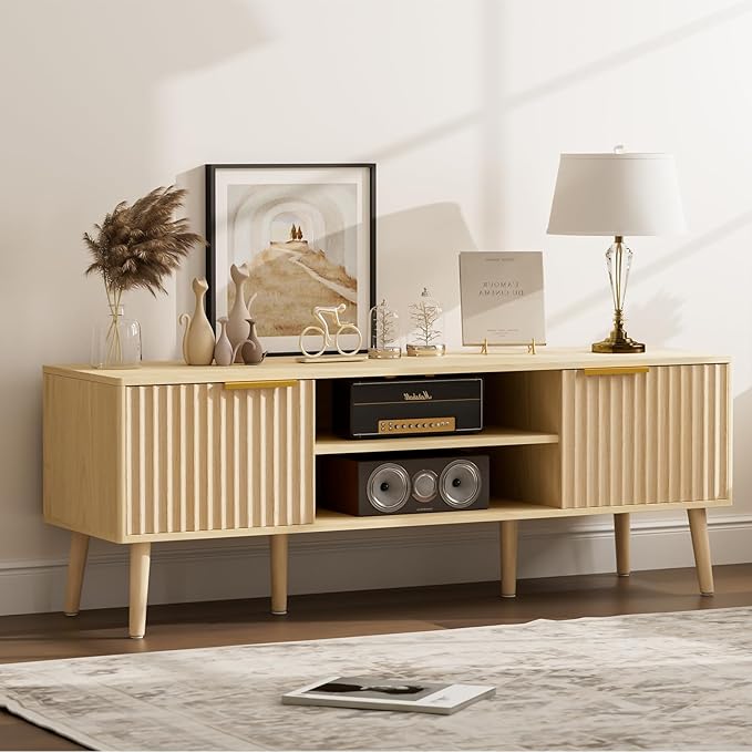 LCRBOL TV Stand for Living Room, Boho Entertainment Center for 55/60 inch TVs by Unknown