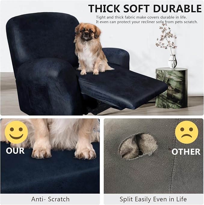 ANARACHON Leather Like Recliner Chair Covers Heavy Duty, 4 Pieces Recliner Cover - Image 2