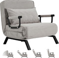 Hupmad Convertible Bed Sleeper Chair, Tri-fold Upholstered Armchair Sleeper by Hupmad