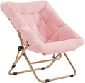 Tiita Comfy Folded Chair, Soft Faux Fur Oversized Folding Accent Chair by TiitaHome