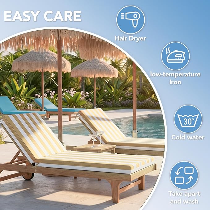 L'AGRATY Outdoor Lounge Chaise Cushion: 72x21x3 Inch Waterproof Lounge Chair - Image 7