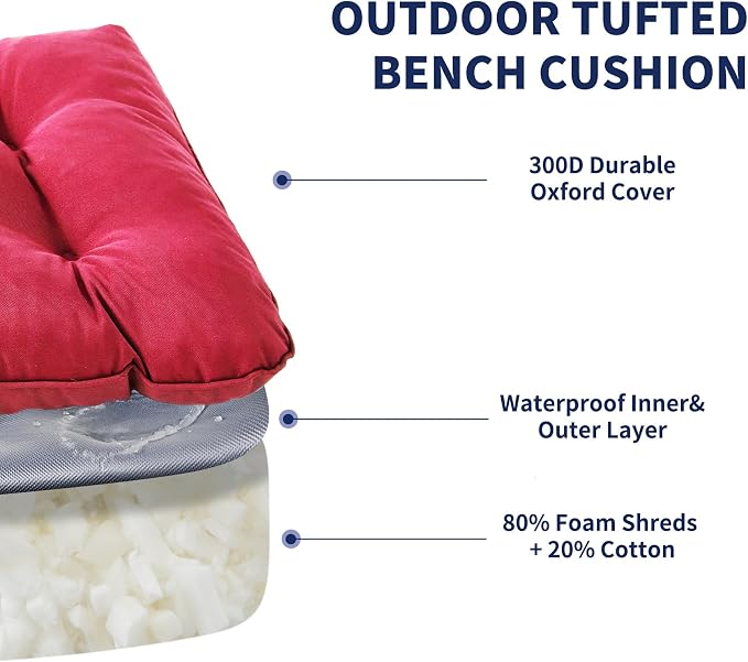 IPYNBAP Outdoor Bench Cushion, Waterproof Bench Cushion - Image 3