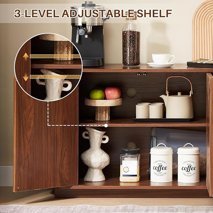 64'' Fluted TV Stand for TVs up to 75'', Modern Long Media Console - Image 4