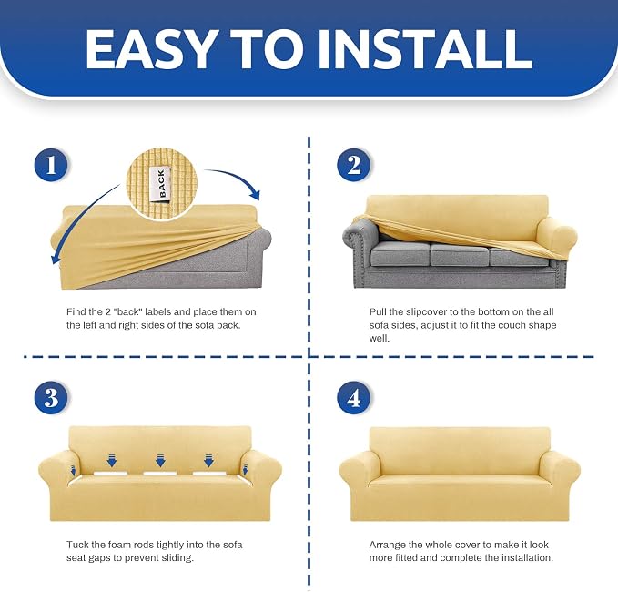 KEKUOU Stretch Oversized Sofa Slipcover 1 Piece Couch Sofa Cover Furniture - Image 6