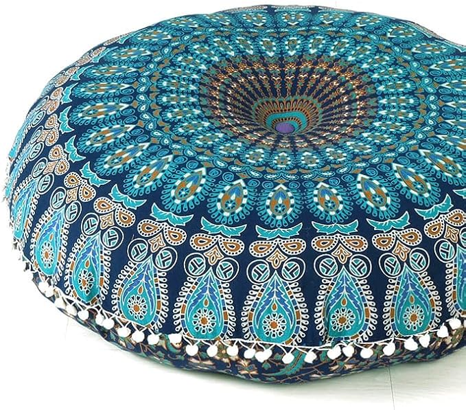 Mandala Floor Pillow Cover Meditation Cushion Seating Throw Hippie Round - Image 2