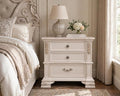 First of a Kind Traditional Wood Bedside Table Santa Monica Collection White by FirstofaKind