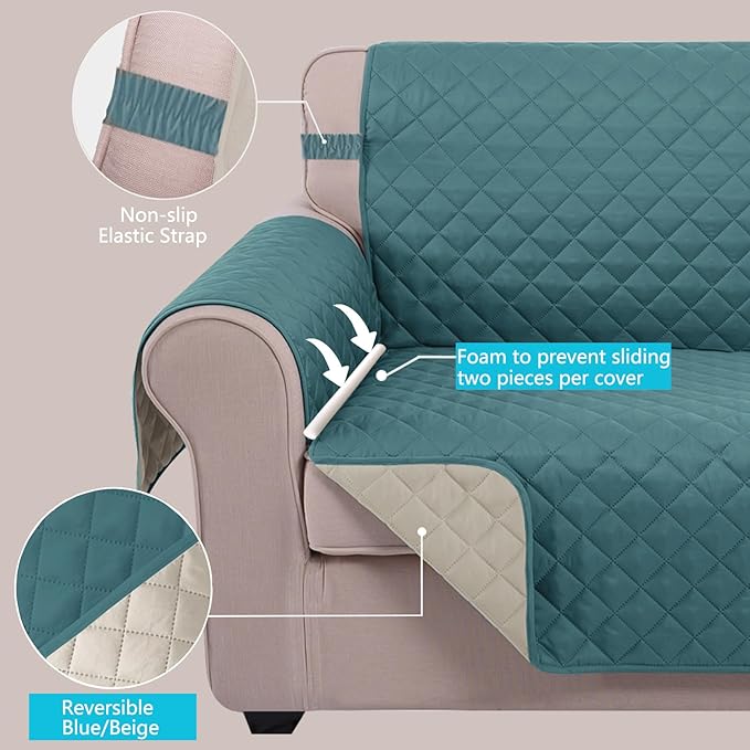 U-NICE HOME Recliner Chair Covers Reversible Quilted Water Repellent Pet - Image 3