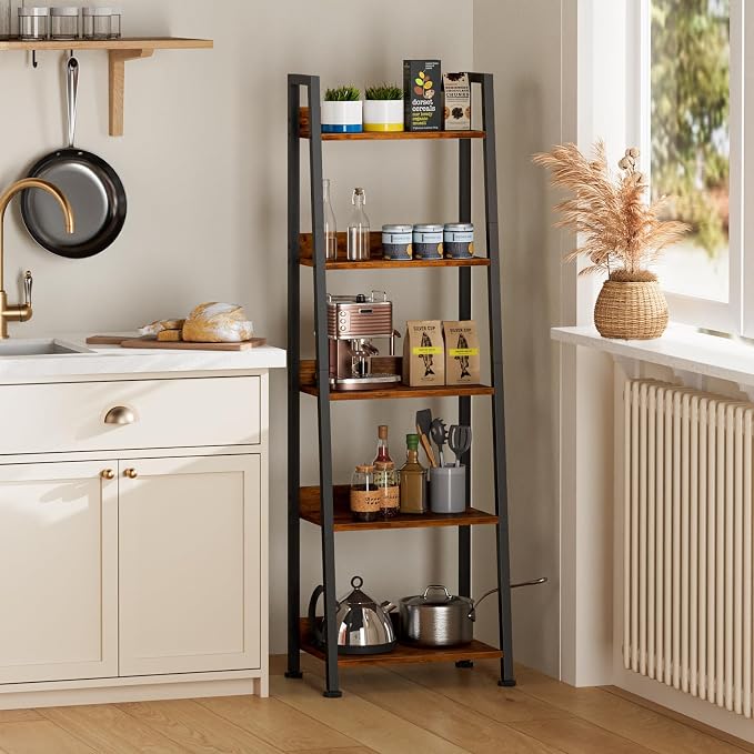 Furologee 5-Tier Ladder Shelf, Ladder Bookshelf - Image 5