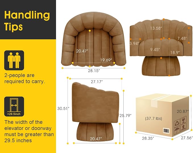 Dewhut Swivel Accent Chair, 360° Swivel Barrel Chair - Image 2