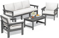 SERWALL HDPE Patio Conversation Set, 6-piece Sectional Outdoor Furniture Set by SERWALL
