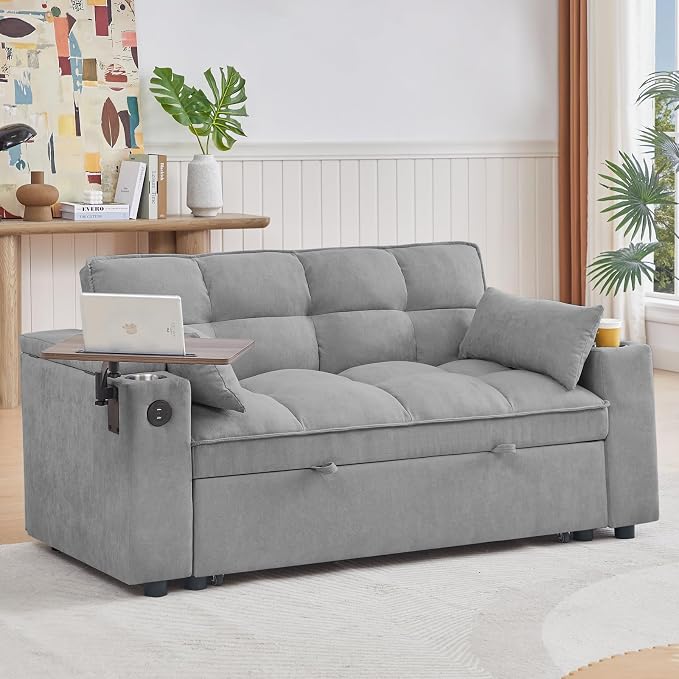 Auvsoce 65'' Convertible Sleeper Sofa Bed - Image 4