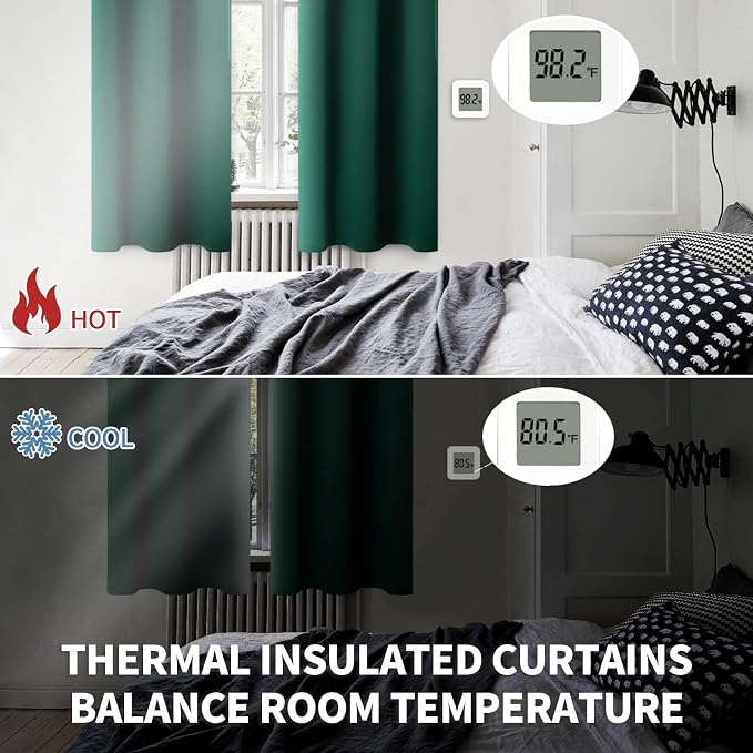 BGment Green Blackout Curtains 54 Inch Length 2 Panels Set, Grommet Thermal - Image 4