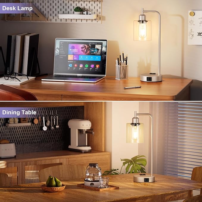 Industrial Touch Table Lamps for Bedrooms Set of 2 - Image 5