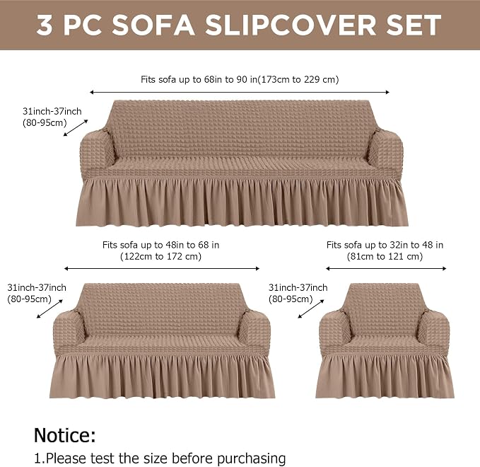 Fanfanwin 3 Pcs Sofa Slipcover Set - Image 2