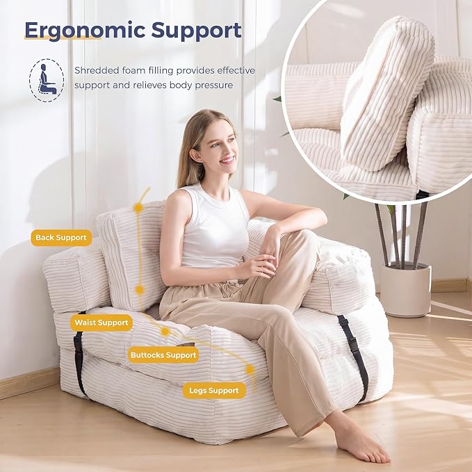 MAXYOYO Folding Sofa Bed, L-Shaped Convertible Sofa Foldable Sleeper Couch - Image 5