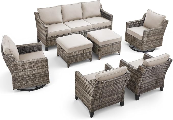 Wicker Patio Furniture Set-7 PieceAll Weather Outdoor Conversation Sets - Image 9