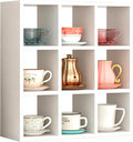 Helsin 9 Grid Vintage Coffee Mug Display Rack, 16inch Wall Mounted Wooden Curio by Helsin