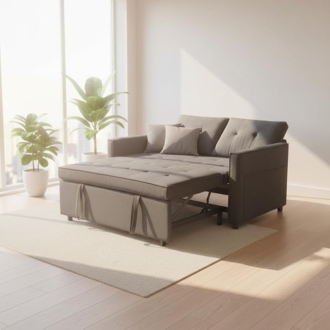 Sofa Bed, Pull Out Couch with Side Pockets, 3 in 1 Velvet Fabric Loveseat - Image 9