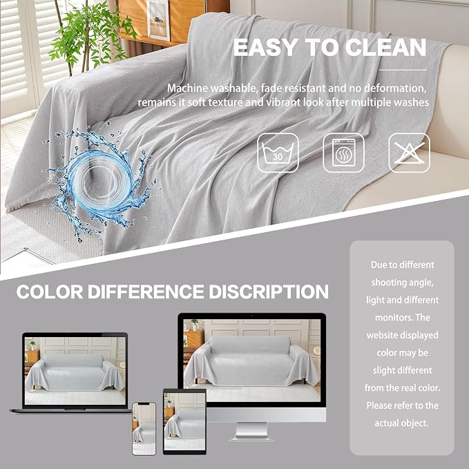 DREAMINGO Sofa Covers Washable Thick Chenille Couch Cover - Image 6