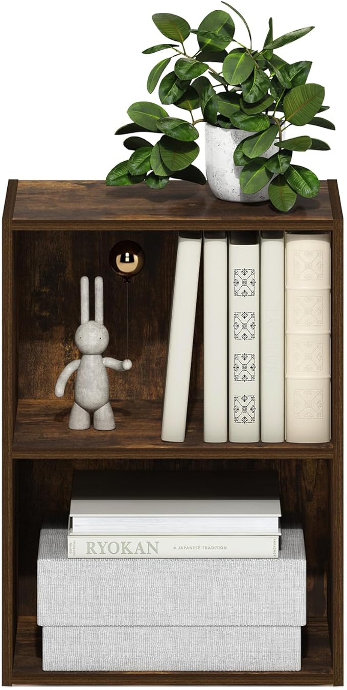 Furinno LUDER Book Shelf, 2-Tier Modern Bookshelf, Open Shelves Bookcase - Image 4