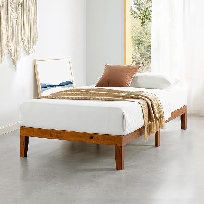 Mellow Naturalista Classic 12-Inch Solid Wood Platform Bed | Wooden Slats by MELLOW