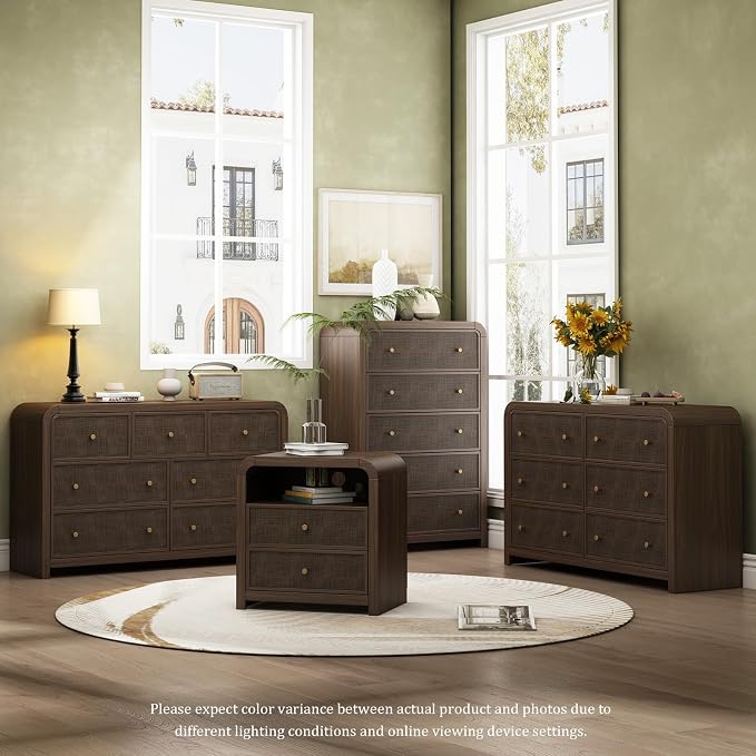 Oak&Sparrow Rattan Nightstand Set of 2, 23.6'' Rattan End Table - Image 3