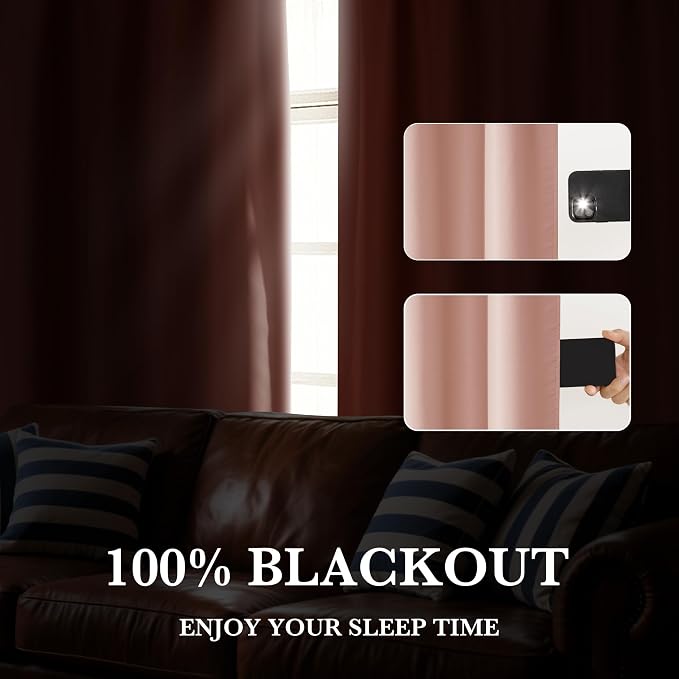 RYB HOME 100% Blackout Bathroom Curtains Over Sink 24 inches Long, Heat & UV - Image 5
