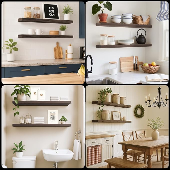 Floating Shelves for Wall, Bathroom Shelves Over Toilet, Wall Shelves & Book - Image 9