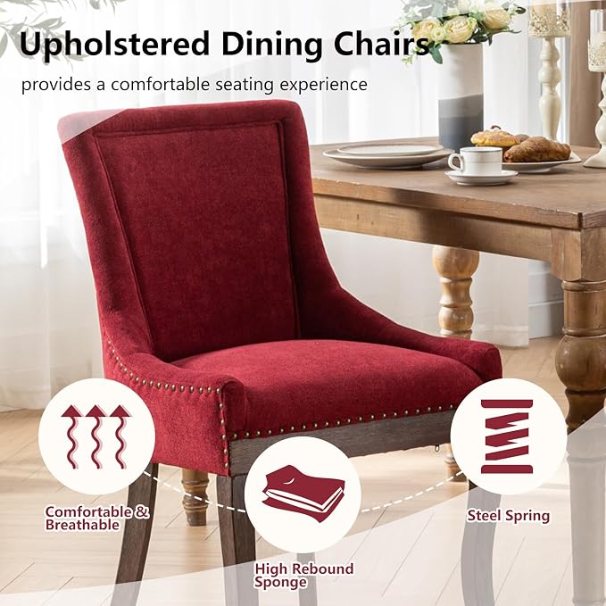 Modern Dining Chairs Set of 2, High Back Dining Chairs Side Chairs - Image 4