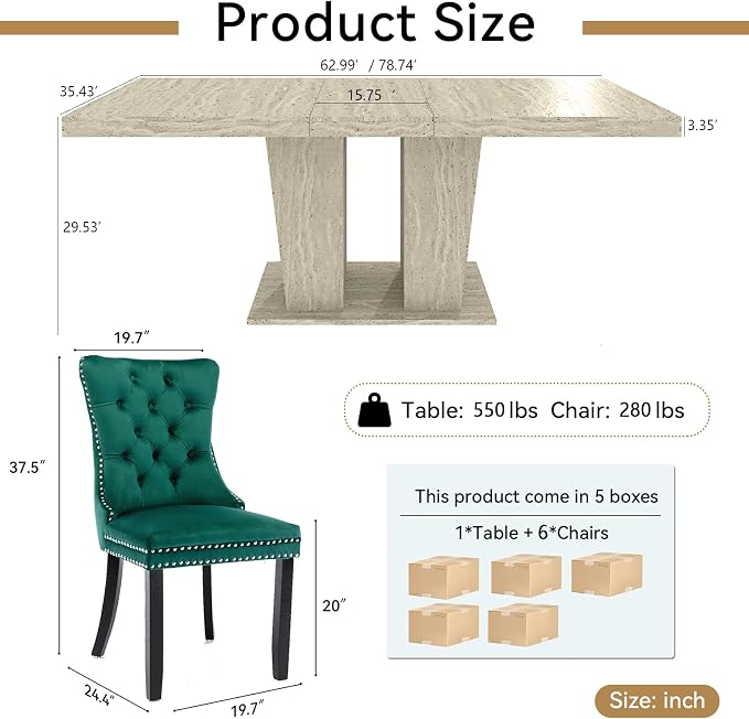 Henf 7 Pieces Extendable Dining Table Set - Image 3