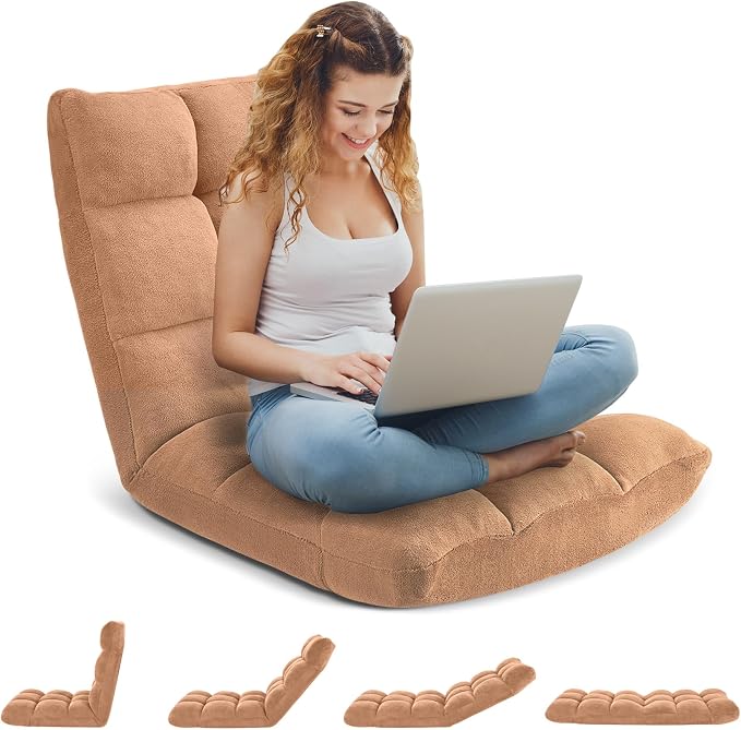 Folding Floor Gaming Chair 14-Poistion Cushioned Adjustable Floor Lazy Sofa - Image 4